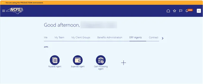 NCFS log-in home screen.