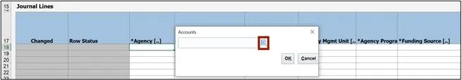 Accounts pop-up