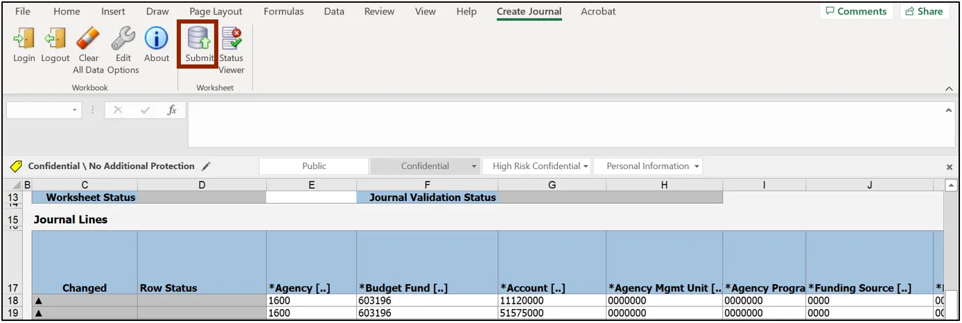 Create Journal tab