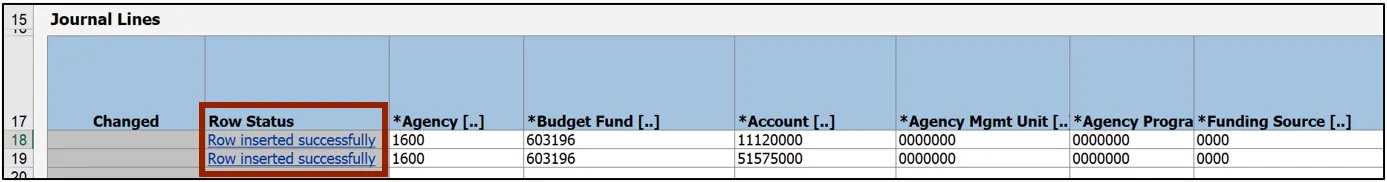Row Status field updated
