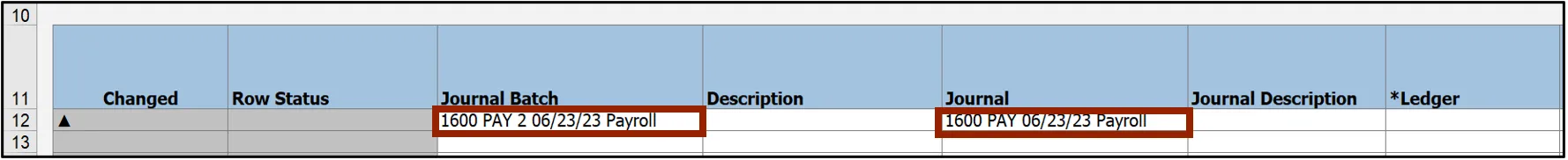 Journal Batch and Journal fields