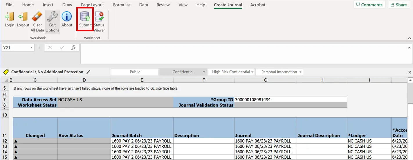 Create Journal tab