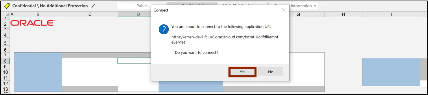 Connect pop-up Yes button