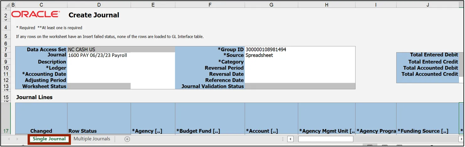 Single Journal tab